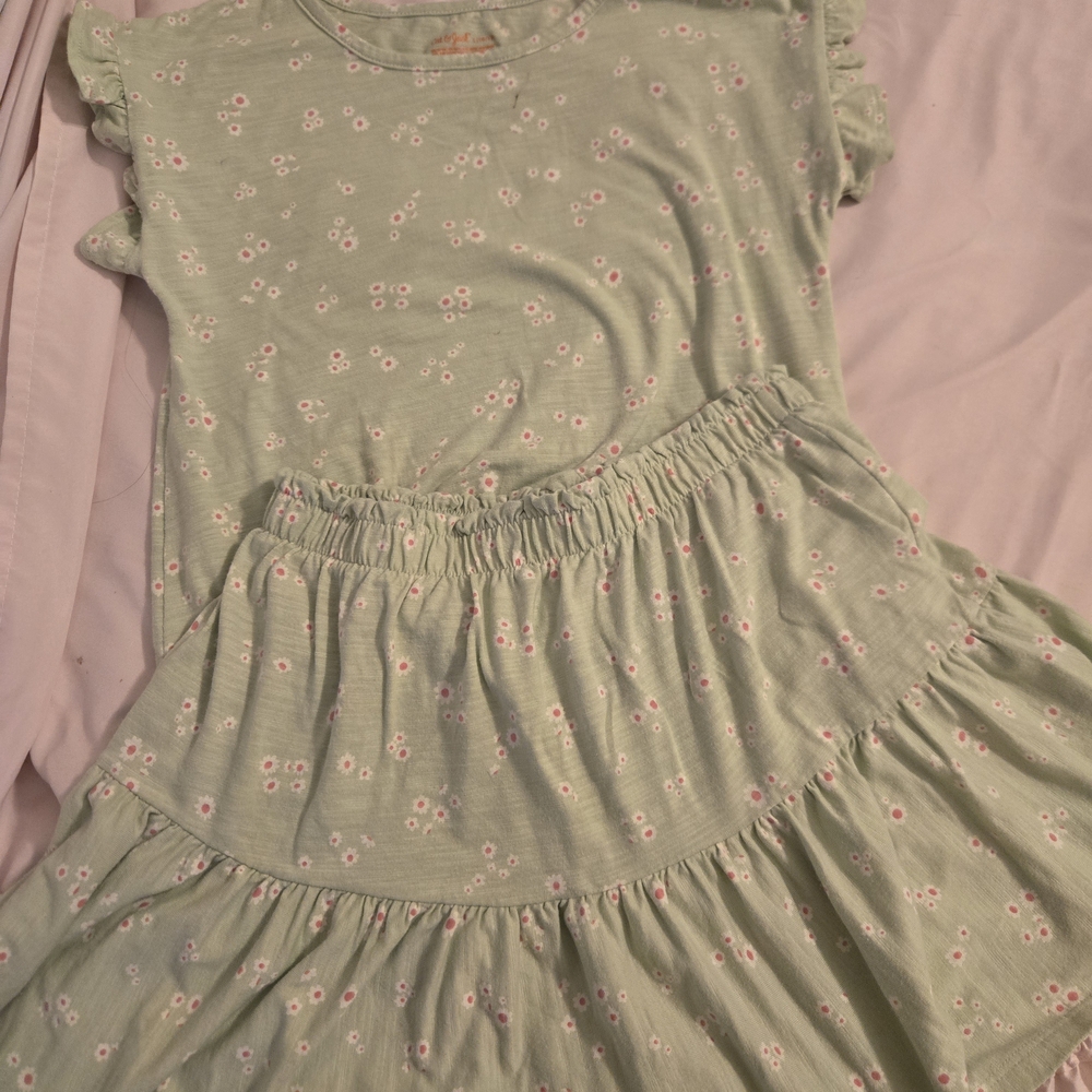 Cat & Jack Green Floral Kids Matching Set